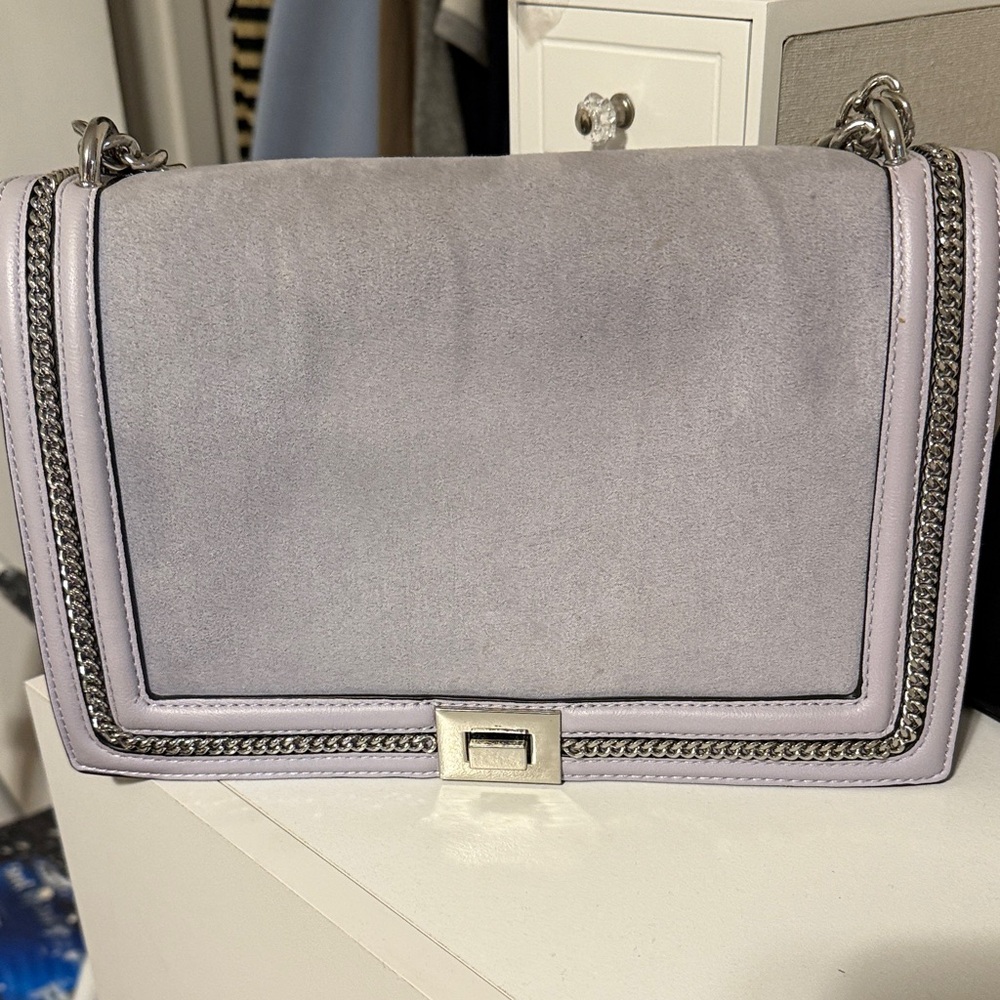 INC International Concepts Silver Chain-Trimmed Shoulder Bag